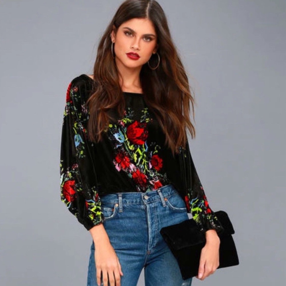 Free People Velvet Bodysuit Whimsy Goth Bodysuit